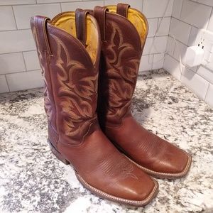 Justin Square Toe Western Cowboy Boots Brown 10EE